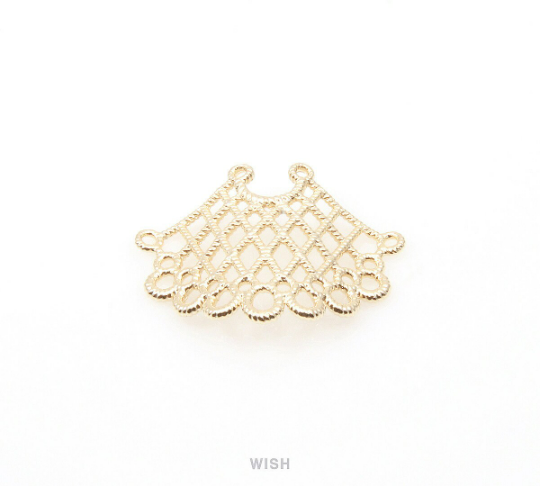 Lace Frill Pendants in Rhodium, Lace Charms /MRH-023-P