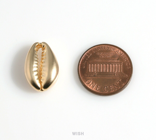 Cowry Seashell Pendants in Matte Rhodium, Cowry Shell Charm / MMRH-591-P