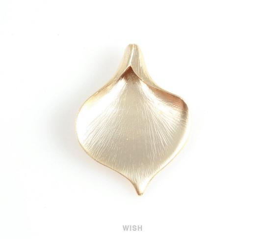 Calla Petal Pendants in Matte Rhodium, Textured Calla Petal Charm / MMRH-073-P (Large)