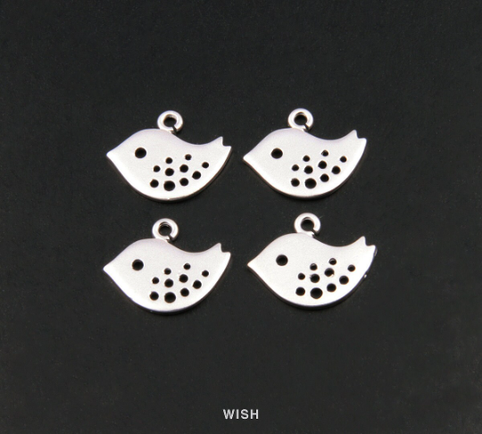 Small Sparrow Pendants in Matte Gold, Bird Charms / MMG-109-P (Small)