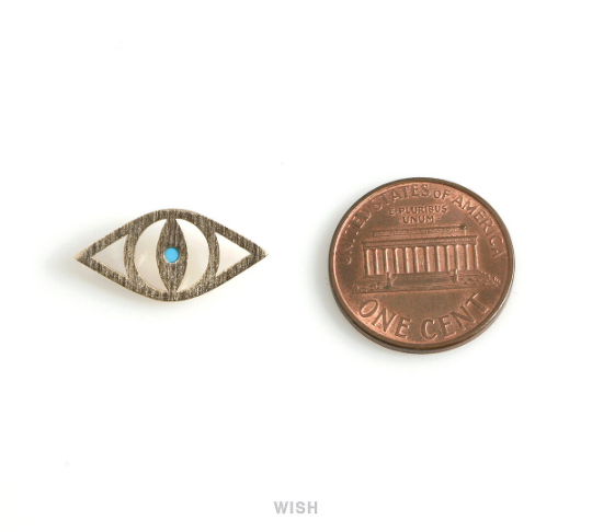 Turquoise Evil Eye Pendant in Matte Rhodium, Evil Eye Charm / MMRH-461-P