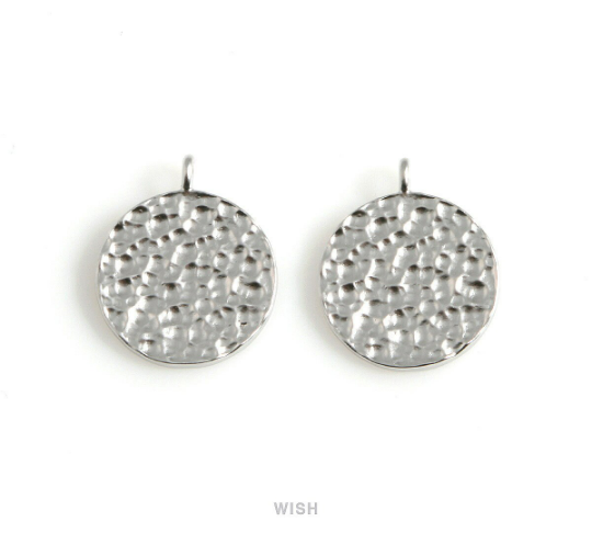 Hammered Disc Pendants in Matte Gold, Hammered Coin Charm / MMG-501-P