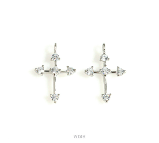 The Southern Cross and Cubic Zirconia Charms in Gold, The Cross Pendants with 5 Rhinestones/ MG-724-P
