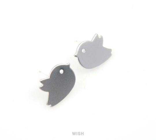 Bird Stud Earrings in Matte Gold, Sparrow Stud Ear Post / MMG-108-E