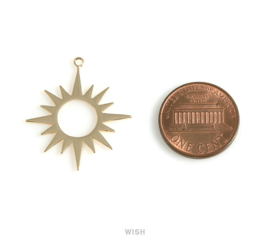 Large Star Burst Pendants in Rhodium, Star Burst Charm /MRH-587-P