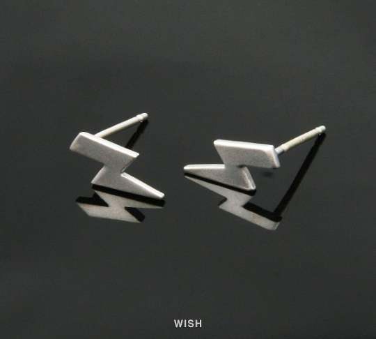 Thunder and Lightning Stud Earrings in Matte Gold, Lightning studs / MMG-243-E