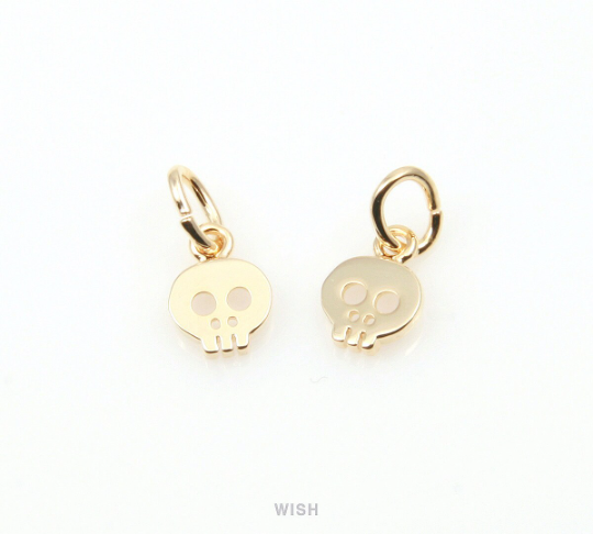 Skull Pendant in Rhodium, Silver Skull Charm / MRH-248-P (4pcs)