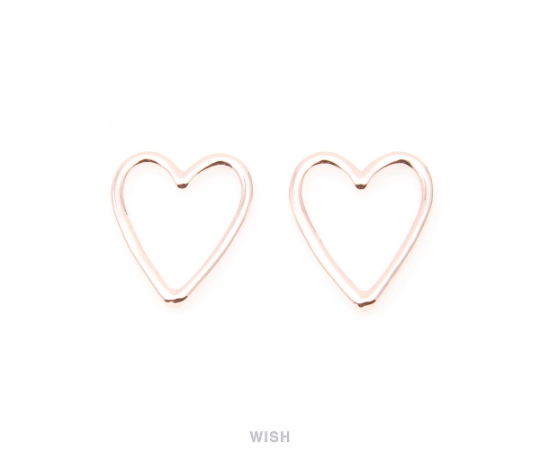 Heart Outline Pendants in Rhodium, Heart Charm / MRH-013-P