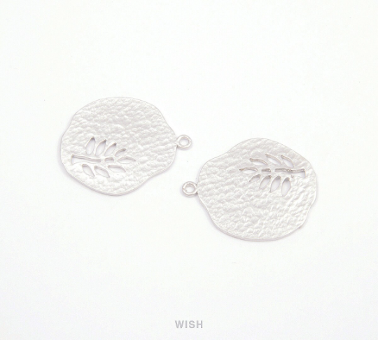 Tree in Pear Pendants in Matte Rhodium, Oak in Pear Charms / MMRH-083-P (Medium)