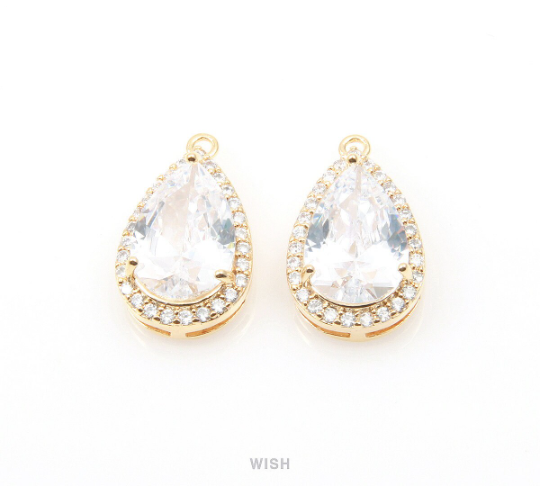Teardrop Cubic Zirconia Pendants in Rhodium, 27 Sub Cubic Zirconia / CRH-005-P