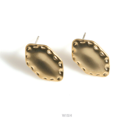 Hexagon Stud Earrings in Matte Rhodium, Hexagon Stud Earrings / MMRH-714-E