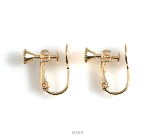 8pcs Clip on Earring Converters in Gold, Non Pierced Earrings / FG-035-E