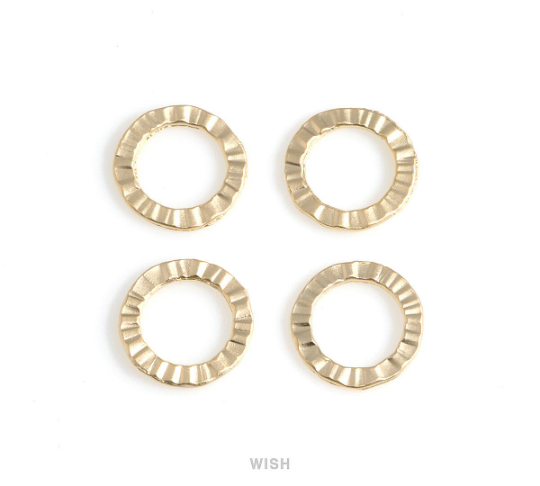 4pcs Small Hammered Circle Pendants in Matt Rhodium, Hammered Circle Charm / MMRH-339-P