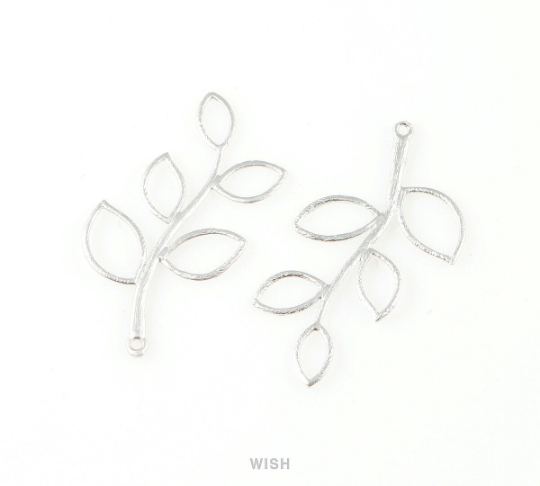 5 Leaf Branch Pendant in Matte Gold, Five Leaves Branch Charm / MMG-206-P