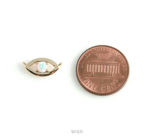 Opal Evil Eye Pendants in Rhodium, Silver Evil Eye Charm / MRH-444-P