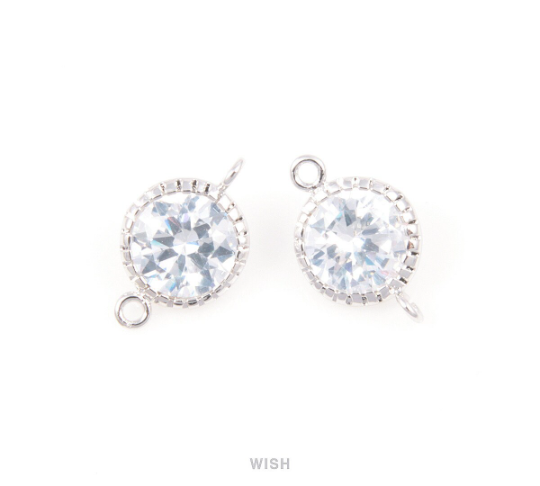 Round Cubic Zirconia Connectors in Gold, Round Cubic Zirconia / CG-022-C