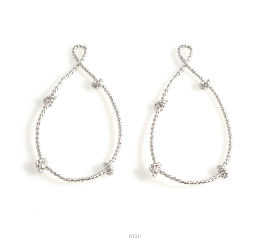 Open Drop with Knots Pendant in Matte Gold, Open Teardrop with Knots Charm / MMG-619-P