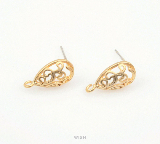 Paisley in Teardrop Stud Earrings in Matte Rhodium, Paisley Ear Post /MMRH-162-E