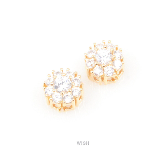 Nine Round Cubic Zirconia Charms in Gold, Round Cubic Zirconia Pendants / CG-020-P