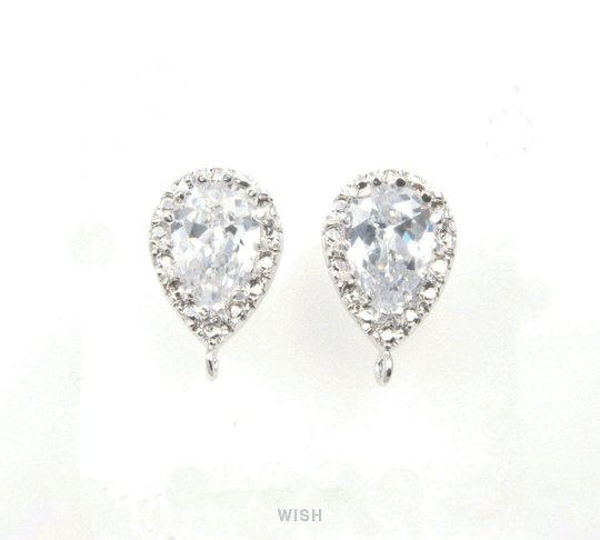 Teardrop Cubic Stud Earrings in Rose Gold, Teardrop Cubic Zirconia /CRG-032-E