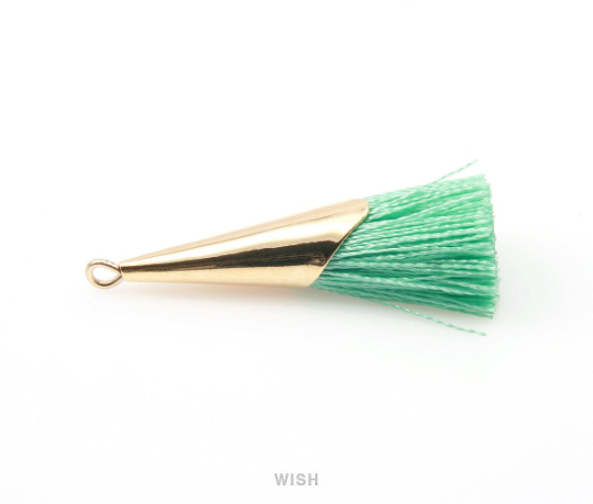 Light Mint Thread Tassel with Cone Cap in Gold / TLMG-005-T