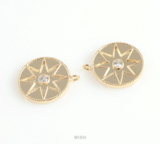 Star Disc with Cubic Zirconia Pendant in Matt Rhodium, Star Charm / MMRH-413-P