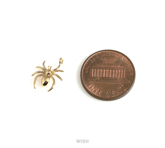 Solid Spider Pendants in Rhodium, Spider Charms / MRH-695-P