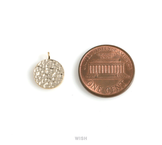Hammered Disc Pendants in Matte Rhodium, Hammered Coin Charm / MMRH-500-P