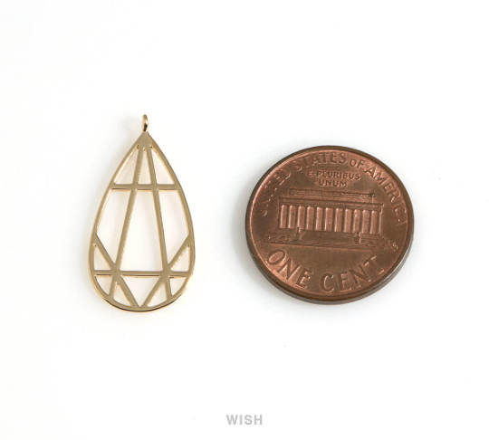 Geometric Drop Charms in Rhodium, Geometric Teardrop Pendants / MRH-650-P