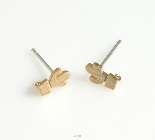 Cactus Stud Earrings in Matte Rhodium, Cactus Earrings /MMRH-621-E