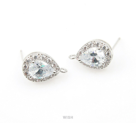 Teardrop Cubic Ear Post in Rose Gold, 12 Sub Cubic Zirconia /CRG-003-E