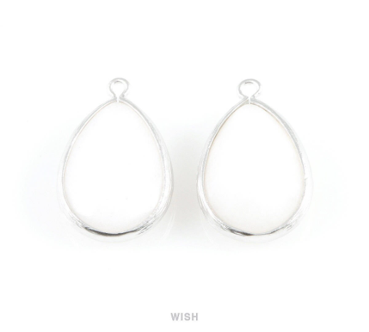 White Alabaster Synthetic Stone Charms in Matte Gold, Framed Teardrop Pendant / SWAMG-010-P