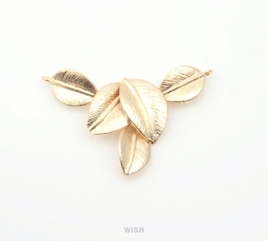 5 Leaves Pendants in Matte Rhodium, Leaves Necklace Charms / MMRH-143-P