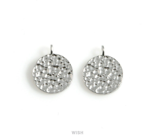 Hammered Disc Pendants in Matte Gold, Hammered Coin Charm / MMG-500-P