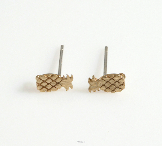 Pineapple Stud Earrings in Matte Rhodium, Pineapple Earrings / MMRH-612-E