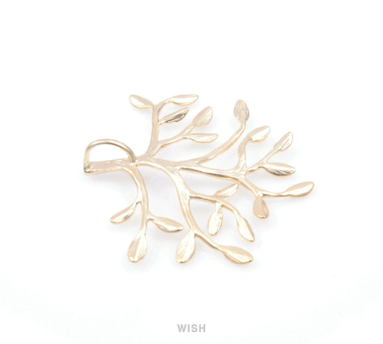 Leaves and Branch Pendants in Matte Rhodium, Branch Tree Charms / MMRH-110-P