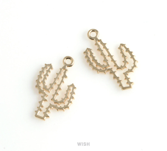 Cactus Pendant in Matte Rhodium, Cactus Charm / MMRH-456-P