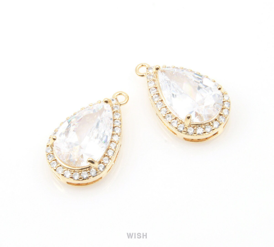 Teardrop Cubic Zirconia Pendants in Rhodium, 27 Sub Cubic Zirconia / CRH-005-P