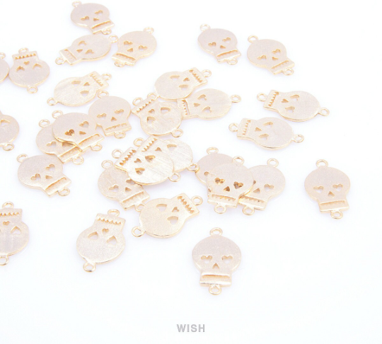 Flat Skull Connectors in Matte Rhodium, Skull Charms / MMRH-055-C