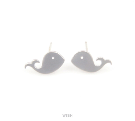 Whale Stud Earrings in Matte Gold, Whale Ear posts / MMG-104-E
