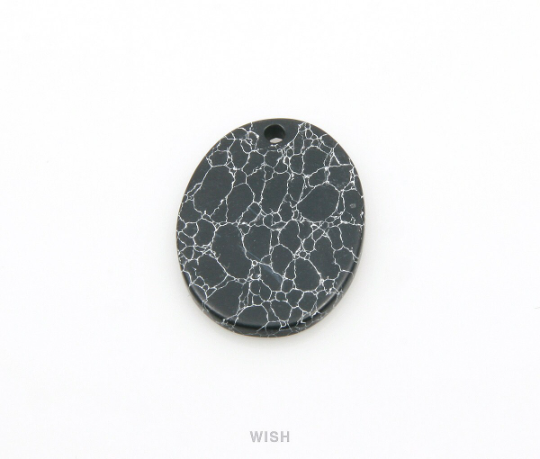 Howlite Oval Stone Charm, Gemstone Pendant / SHT-078-P