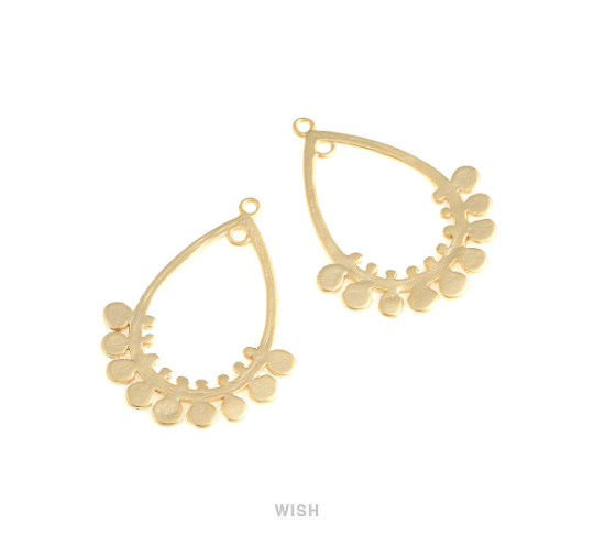 Bubble Open Drop Charms in Matte Gold, Bubble Teardrop Pendants / MMG-717-P
