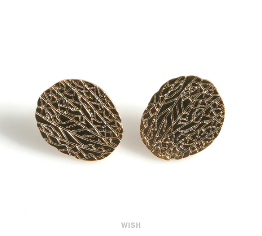 Textured Disc Stud Earrings in Matte Rhodium, Textured Disc Studs / MMRH-573-E