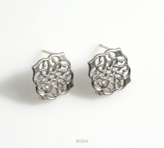Unique Patterned Stud Earrings in Matt Gold, Oriental Patterned Ear Studs, Strip Woven Stud Earrings / MMG-605-E