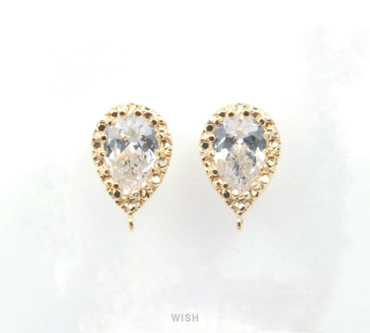 Teardrop Cubic Stud Earrings in Rose Gold, Teardrop Cubic Zirconia /CRG-032-E