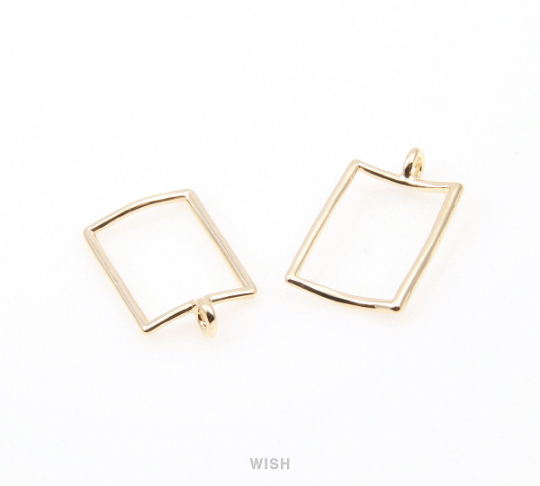 Rectangle Outline Pendants in Rhodium, Rectangle Charm / MRH-016-P