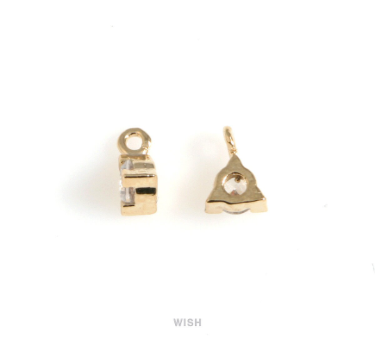 Cubic Zirconia in Gold Triangle Frame, Triangle CZ Charm / CG-078-P (4pieces)