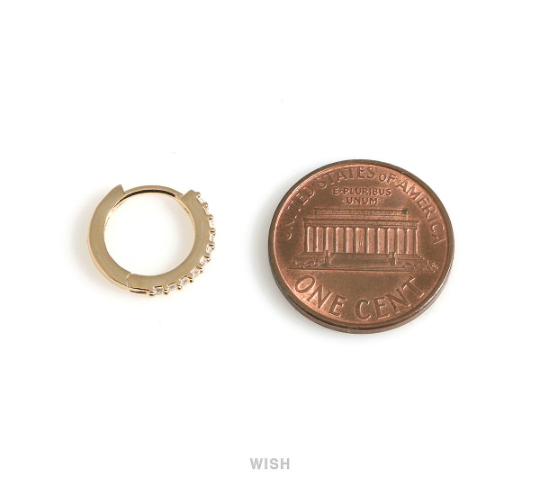 Cubic Zirconia Clip Hoop Earrings in Rose Gold, 10 CZ Hoop Earrings / CRG-083-E