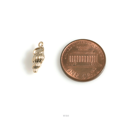 Seashell Pendant in Matte Rhodium, Seashell Charm / MMRH-625-P