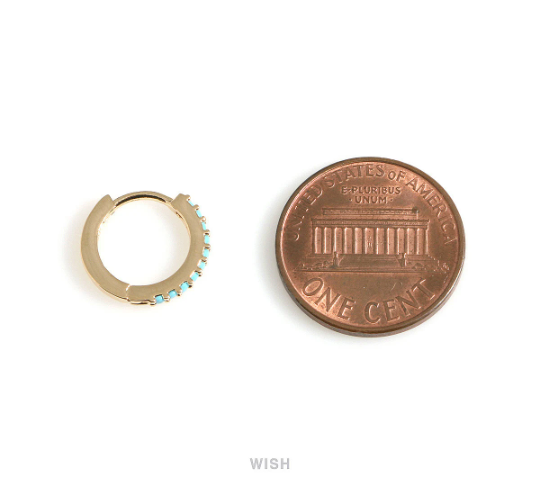 Turquoise Clip Hoop Earrings in Rose Gold, Turquoise Hoop Earrings / CRG-083-E2
